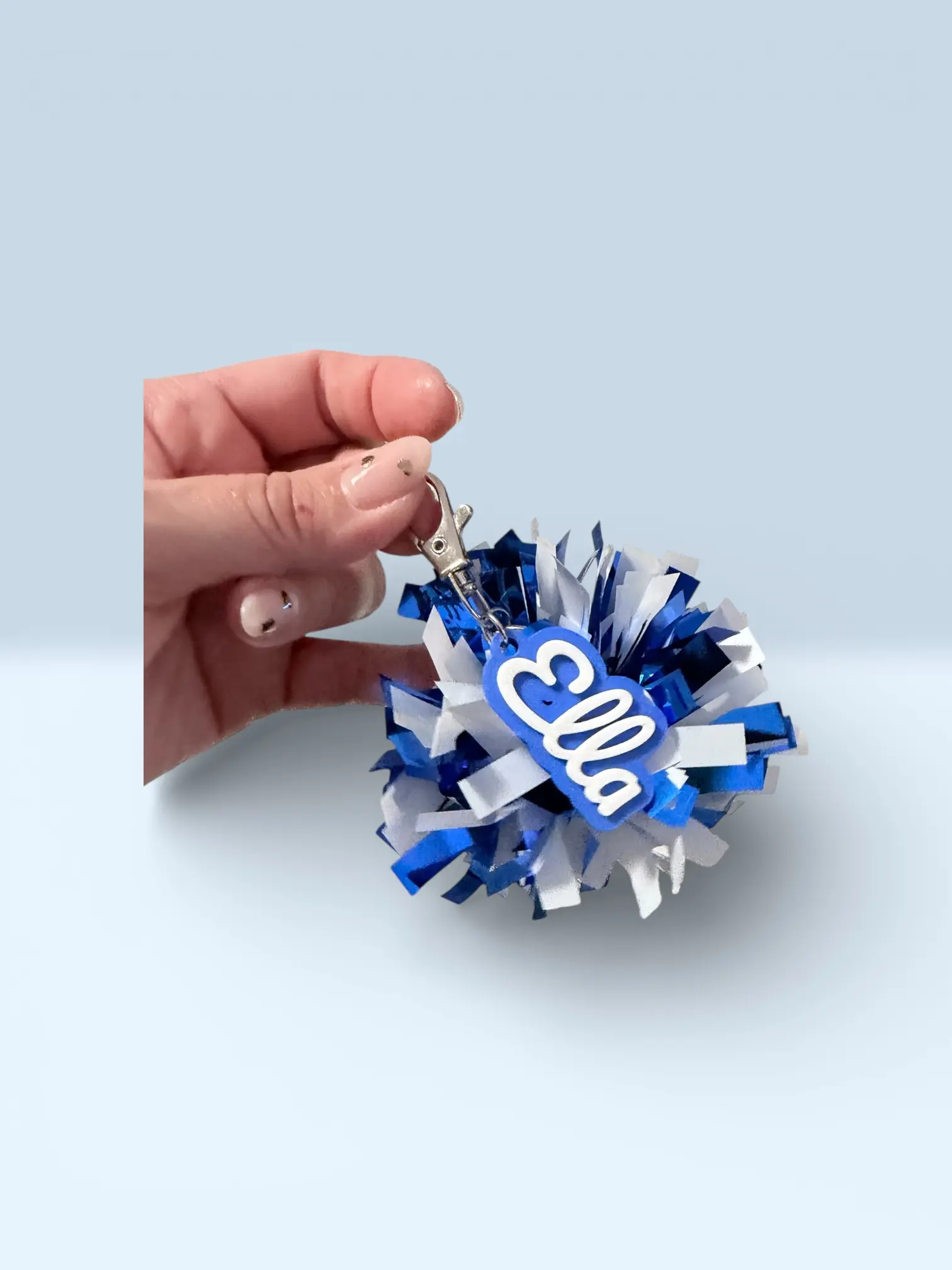 Personalized Pom Pom Keychain | Custom Name Tinsel Bag Charm | Cheerleader Backpack Tag