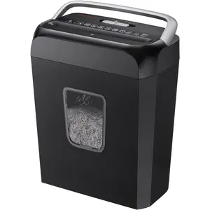 Bonsaii  6-Sheet Crosscut Paper Shredder P-4 High-Security for Home Office with Handle for Document Mail Staple Clip 3.4 Gal Wastebasket Fathersdaygift Mechanical