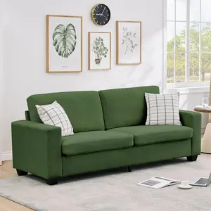 GREEN 83" Corduroy Loveseat Sofa for Living Room,Spacious 3-Seater Couches with Deep Seats&Wide Armrest&Removable Cushion,Ergonomic 105° Design Perfect for Bedroom & Small Spaces