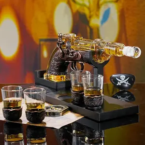 Gun Whisky Decanter Set with 4 Shot Glasses,Cool,Unique Gifts for Men Dad Boyfriends,Liquor Gun Decanter Set A Great Addition to Home Bar,Gun Liquor Dispenser Fun Conversation Starter