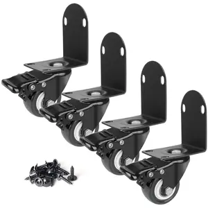2" Side Mount Caster Wheels Set of 4 Heavy Duty, L- Shaped Swivel Plate Casters with , Industrial Caster Wheels for Furniture, Kitchen Cabinet,  Bed, Table, Loading Capacity 600 Lbs