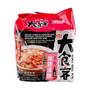 VE WONG Taiwanese "Big Foodie" Wine-Scented Braised Chicken Flavor Instant Noodles - 380g Pack, Savory Ramen Soup Noodles for Quick Meals