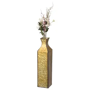 212 MAIN 24-in Vintage Gold Metal Bottle-Shape Floor Vase, 3 Sizes Available, Antique-Look Decorative Vase Compatible with Dry Fillers, Elegant Tall Statement Piece for Home Living Room Centerpiece, Vintage Vases, Three Sizes