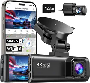 4K Dash Cam Front and Rear with STARVIS 2 Sensor, 5.8GHz WiFi for Fast 20MB/s Download, Dash Camera for Cars with GPS, WDR Night Vision, 170° Wide Angle, 24H Parking Mode, Free SD Card Included