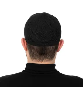 Men's Premium Islamic Dervish Knitted Kufi - Sleek Black