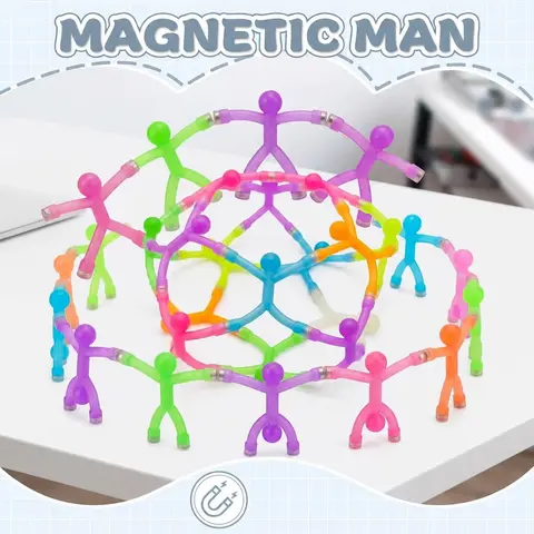 Magnetic People Figures Fidget Toy 10-100 Pack – Sensory Building Toys for Kids Adults, Stress Relief Desk Toy with Click-Lock Magnets, Screen-Free STEM Travel Toy, Fridge Magnets, Christmas Gift Ideas