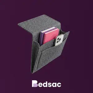 Bedsac Felt Bedside Caddy Organizer, Felt Bed Caddy for Mattress, Headboard, Sofa, Books, Phone and Nighttime Essentials - I wanna sleep