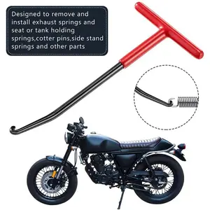 Universal T-Handle Motorcycle Exhaust Spring Puller, 2-In-1 Installer & Removal Hook, Heavy-Duty Exhaust Pipe Repair Tool