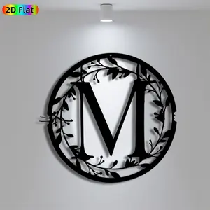 1pc Romantic Letter M with Wreath Metal Wall Art, Romantic Letter M with Wreath Statue Mural, Iron Craft, Perfect for Bedroom, Boudoir, Love Alcove Decor, Highquality Engraving, Artistic Metalwork, Valentine's Decor, Ideal Gift for Romantic Souls