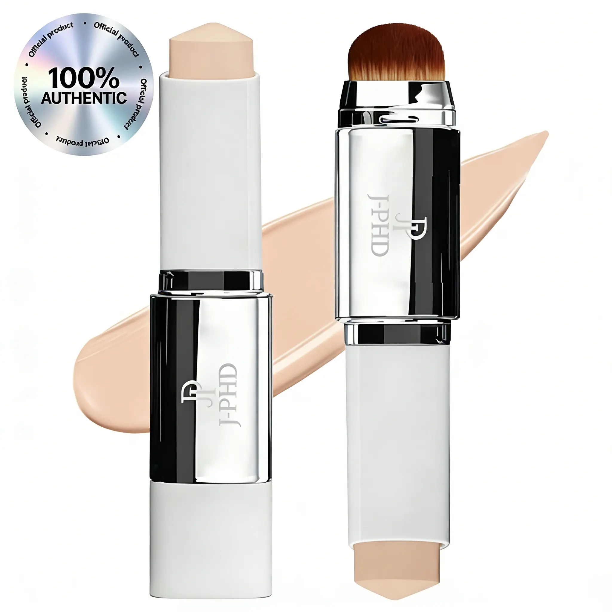 J-PHD Tinted Compact Cover Cream Stick V - Lightweight Dual-Ended Long-Lasting Concealer & Foundation Stick with Detachable Brush Head, Collagen Capsules, Nourishing Hydrating Formula, Smooth Texture, Natural Flawless Luminous Silk Coverage