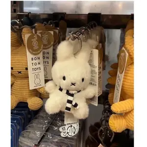 Kawaii Miffy Black and White Striped Scarf Hanging Cute Doll Cute Mini Figure Doll Pendant Christmas Gift for Girls Boys