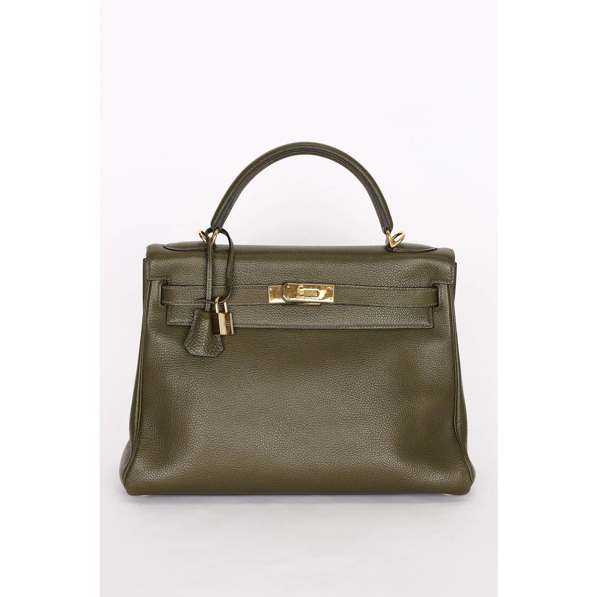 Pre-owned Designer Handbag/Wallet Hermès Kelly II 32 Vert Olive 2000 GHW Drop 59