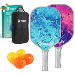 #JumpstartSale VILLEY Pickleball Paddles Set of 2, Fiberglass Surface Pickleball Set with 4 Pickleball Balls and Pickleball Bag, for Men, Women, Kids, Adults