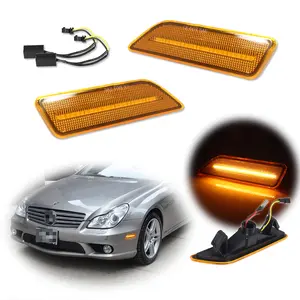 2pcs Amber LED Bumper Side Marker lamps Lights For 2006 2007 2008 2009 2010 2011 Mercedes Benz W219 CLS-Class,Replace OEM 2198200321, 2198200421, 219-820-03-21, 219-820-04-21