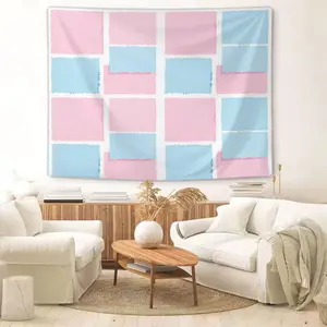 Cream Tone Minimalist Geometric Pattern Tapestry, Delicate Fabric With Nice Drape, Matches Various Home Styles, Fresh Aesthetic Wall Decor, Creative Premium Gift