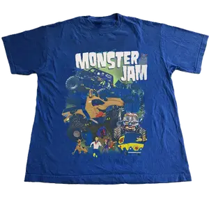 Cartoon Monster Jam Trucks Menswear Unisex Cotton Tee - Classic Collared Neck T-shirt graphic tee tiktokshopspringglowup