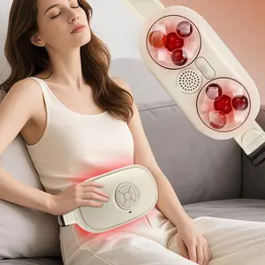 Electric Abdominal Massager with Heat, Wireless Belly Waist Kneading Massager for Back Leg, Rechargeable and Portable