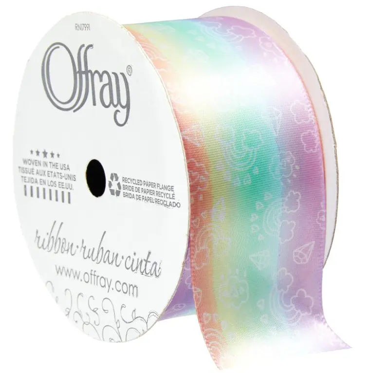 1.5" Wide Single Face Satin Craft and Decorative Pride Ribbon, 9-Foot Spool, Rainbow Icon