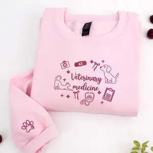Embroidered Veterinary Medicine Sweatshirt - Vet Tech Sweatshirt - Vet Nurse Embroidery Sweatshirt - Veterinarian Icons - Veterinarian Gifts