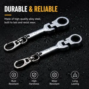 Portable 10mm Ratchet Wrench Metal Keyring Mini Keychain Adjustable Handle Tool Key Chain