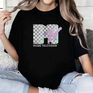 MTV Checkered Distressed Retro Logo Graphic T-shirt, Music Television MTV Logo Tee, MTV Logo T-shirt, Disneyland Family Matching Shirts