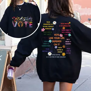 Pro Choice Sweatshirt, Retro Floral Vote Sweatshirt, Political Activism Sweater, Reproductive Rights, Vote Like Ruth Sent You Sweater, Banned Books , Unisex Short Sleeve Tee Shirt