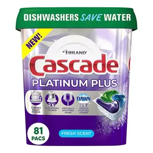 Cascade Platinum Plus Dishwasher Detergent Action Pacs, Fresh scent, 81 ct