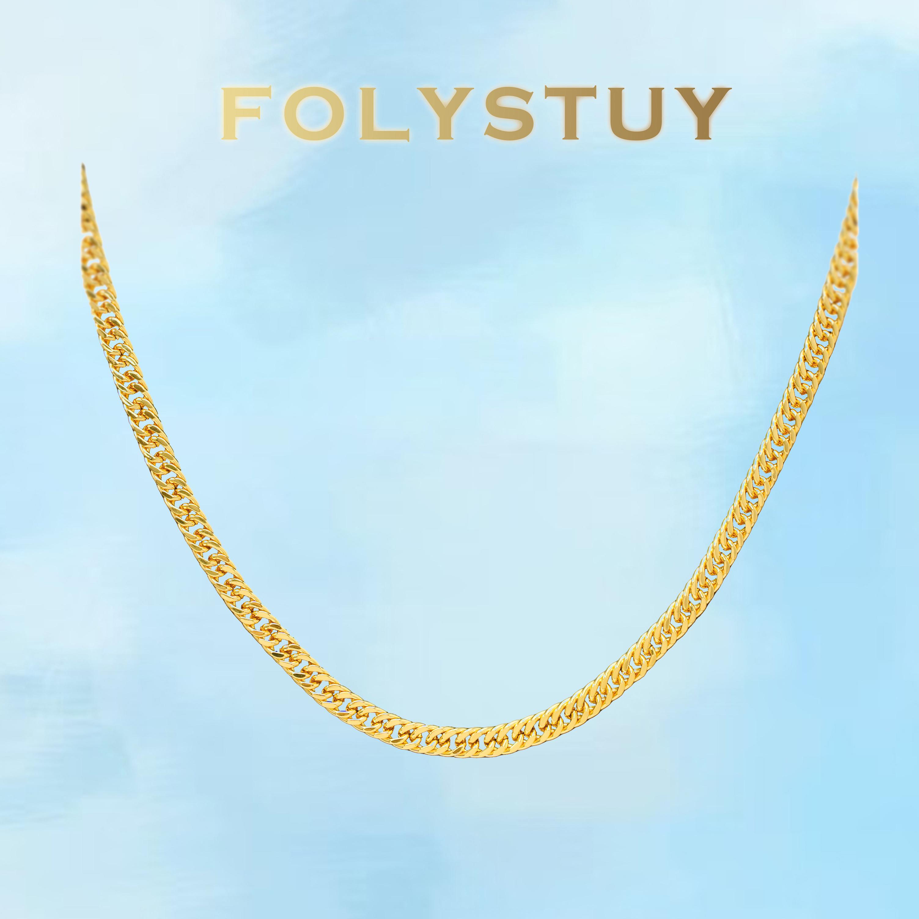 [FOLYSTUY (Y132)]27.5" Heavy Cuban Chain Necklace, 0.31" Width Timeless Statement Jewelry