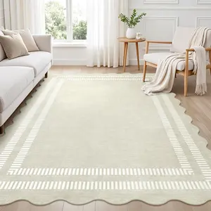 Area Rugs 5x7 Living Room Washable Modern Rug, Neutral Beige Soft Non Slip Rugs Ultra-Thin Indoor Carpet for Bedroom Dining Room   Office
