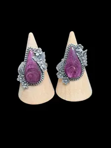 Handcrafted Purple Spiny Statement Rings