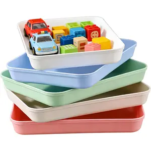 5Pcs Colorful 15.2 x 10.6 x 1.6In Large Activity Plastic Art Trays, Kids Stackable Activity Letter Size Paper Tray File Organizer for Classroom School Office Teacher Book Organization
