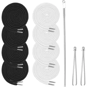 8PCS Drawstring Cord, Paired with 3 Drawstring Threader Tools, Reliable for Sweatpants, Shorts, Pants, Jackets, Coats and Hoodies