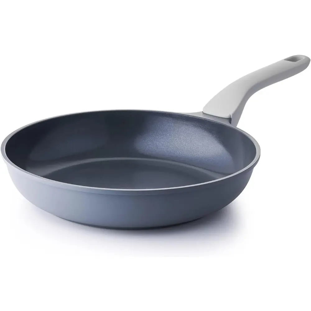 8-Inch Gray Aluminium Nonstick Ceramic Frying Pan - Non-Toxic, PTFE/PFOA/PFAS-Free, Induction-Compatible Cookware Skillet for Healthy Egg & Omelet Prep
