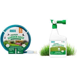 Bundle of Back to the Roots Kink Resistant, Bpa-Free Garden Hose, 50Ft + Back to the Roots 100% Organic Liquid Lawn Food 32Oz | 2,000 Sq Ft Coverage | for All Lawn Types