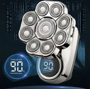 9D Electric Head Shaver for Bald Men Upgraded 6-in-1 Grooming Kit IPX6 Waterproof Wet/Dry Cordless Rechargeable Razor with LED Display for Home Travel Gift Gift