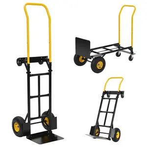 Garvee Hand Truck with Wheels, Durable 800 Pounds Capacity, 2-in-1 Design | Platform with 4 Non-Flat, Puncture-Proof Wheels | for Warehouse, Moving, Industrial, Office, Groceries