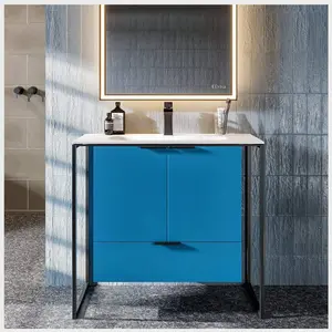 EVIVA Moma 32" Teal Bathroom Vanity with Black Metallic Legs