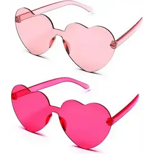 4E's Novelty Heart Sunglasses 2-Pack – Hot Pink Glasses for Parties, Festivals & Valentine Costumes