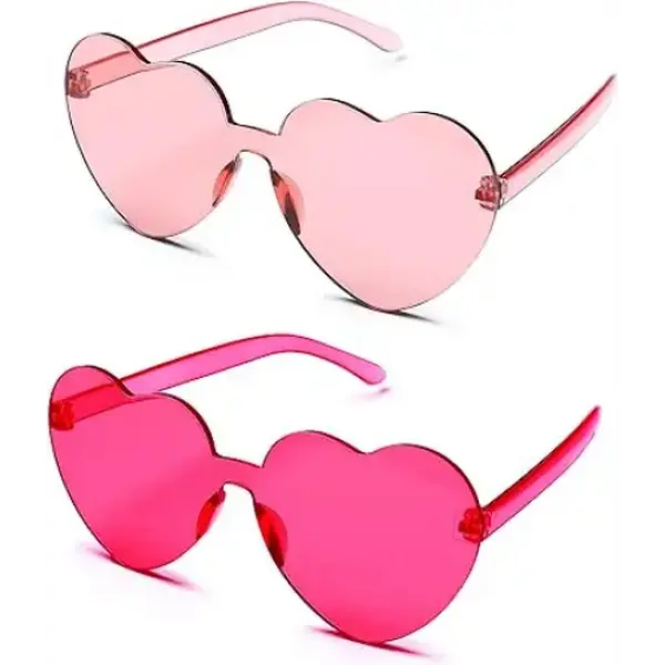 4E's Novelty Heart Sunglasses 2-Pack – Hot Pink Glasses for Parties, Festivals & Valentine Costumes