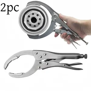 2pc Locking Grip Oil Filter Remover Wrench Tool Vise Vice Holding Gripping Pliers - Durable Steel Construction - For Easy Oil Filter Removal - Suitable for Mechanics & DIY Enthusiasts - Great Gift for Car Owners