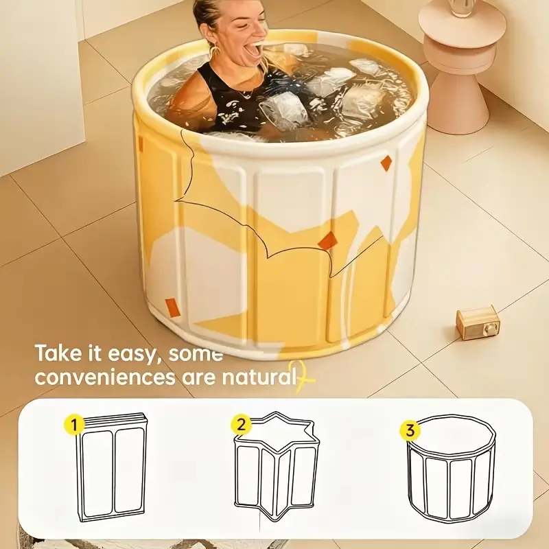 Portable Folding Bathtub For Adults, Non Inflatable Thermal Insulated Tub, Hot Cold Dual Use Design, Summer Ice Bath & Warm Water Soaking Tub, Foldable Space Saving Tub For Home Spa, Apartment, Outdoor Camping, Durable Easy To Store