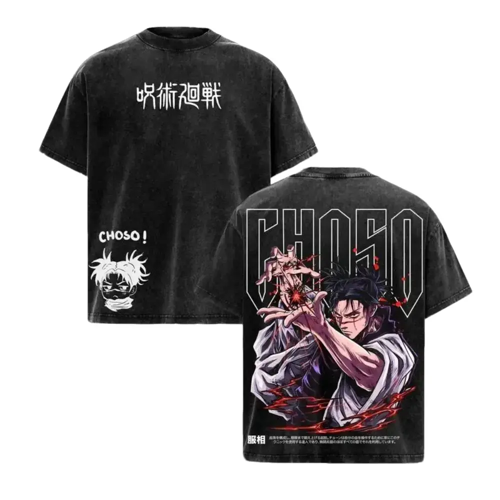 Choso Jujutsu Kaisen Anime Washed T-Shirt | Vintage Streetwear Graphic Tee with Blood Manipulation Art | Heavy Cotton Manga Top | Cool Gift for Anime & JJK Fans Jujutsu Kaisen anime merchandise