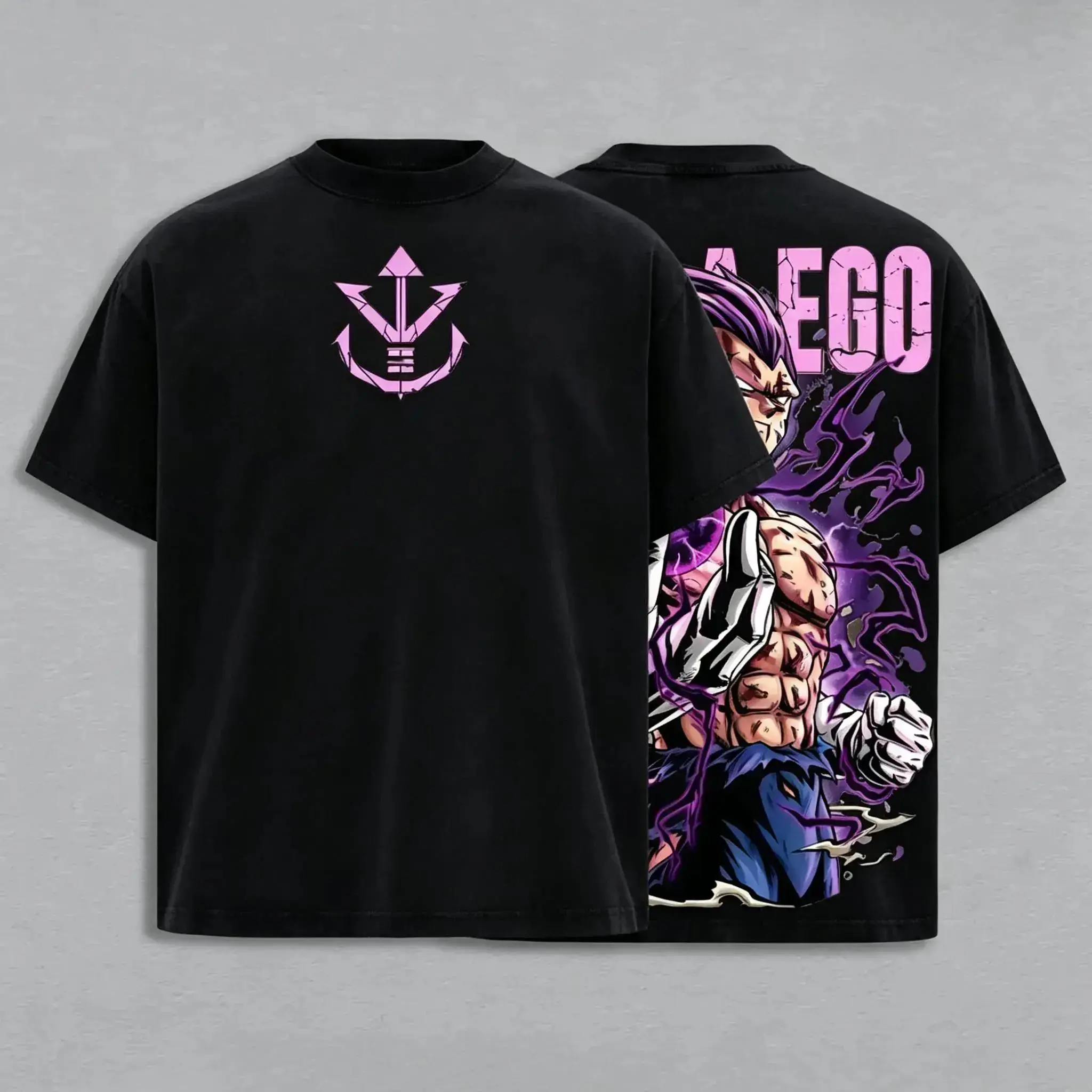 Ultra Ego Saiyan Prince Anime Shirt Purple Power Awakening Vintage Washed Oversized shirt, funny graphic tee, men’s trendy t-shirts 90s Graphic American Casual Short Sleeve Tee  Premium Soft Cotton Classic Unisex T-Shirt Black