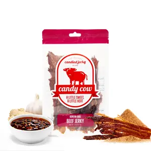 Candy Cow Korean BBQ, 2oz Bag, Sweet Candied Beef Snack– Sweet & Smoky K-BBQ Glaze, Gochujang-Inspired, Zero Heat, Caramelized Brisket, Resealable