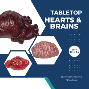 Elegant Tabletop Anatomical Hearts & Brains - Handcrafted Décor fusing Art & Science! Unique Home Accents in Red Hues for Medical Enthusiasts & Art Lovers Decor Decorative Light Ornaments Decoration Dark Red Heart