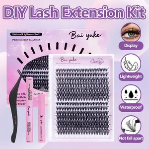 Baiyuke Fairy Rabbit Lash Clusters, Wispy Elf Eyelashes, Natural Spiky Manga Lashes, Thin Band Lightweight Cluster Lashes, Soft Wispy Cat Eye Individual Lashes, DIY Lash Extension for Daily Party Makeup