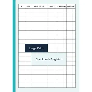 Large Print Checkbook Register: Checking Account / Personal Check Book Transaction Ledger | Big Format / Size