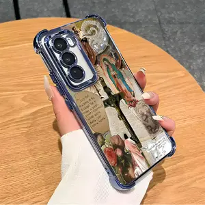 Fashion Religious Collage Virgin Mary Pattern Suitable For Aesthetic Electroplated TPU Casing For SAMSUNG GALAXY S22 S23 S24 S25 Edge FE PLUS ULTRA Four Corners Anti-Fall Transparent Casual Soft Silicone Phone Cases Perfect Gift for Christmas L1586