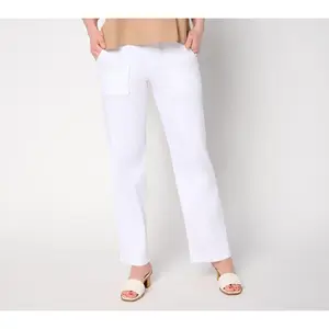 Me by Jennie Garth Petite White Utility Straight Leg Jeans