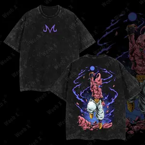 [Weeb X] DRG Ball "Evil Buu" Vintage Unisex Oversize Anime Manga Acid Washed Cotton T-shirt, graphic tee,anime merch fan, outfits men